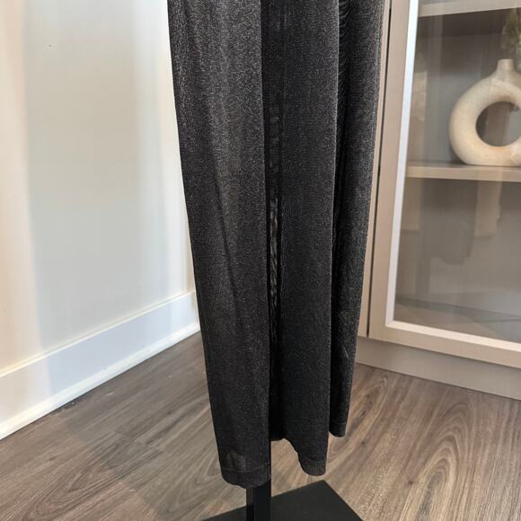 Fleur De Mal  Sheer Racerback Midi Dress NEW Black Silver Metallic Shimmer NWT S - Picture 5 of 7